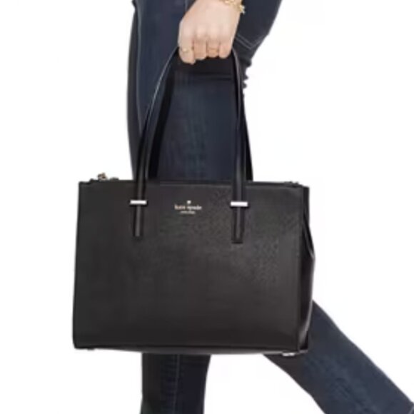 Kate Spade Cedar Street Jensen Black Leather Shoulder Bag Tote Bag, Black - Picture 1 of 10
